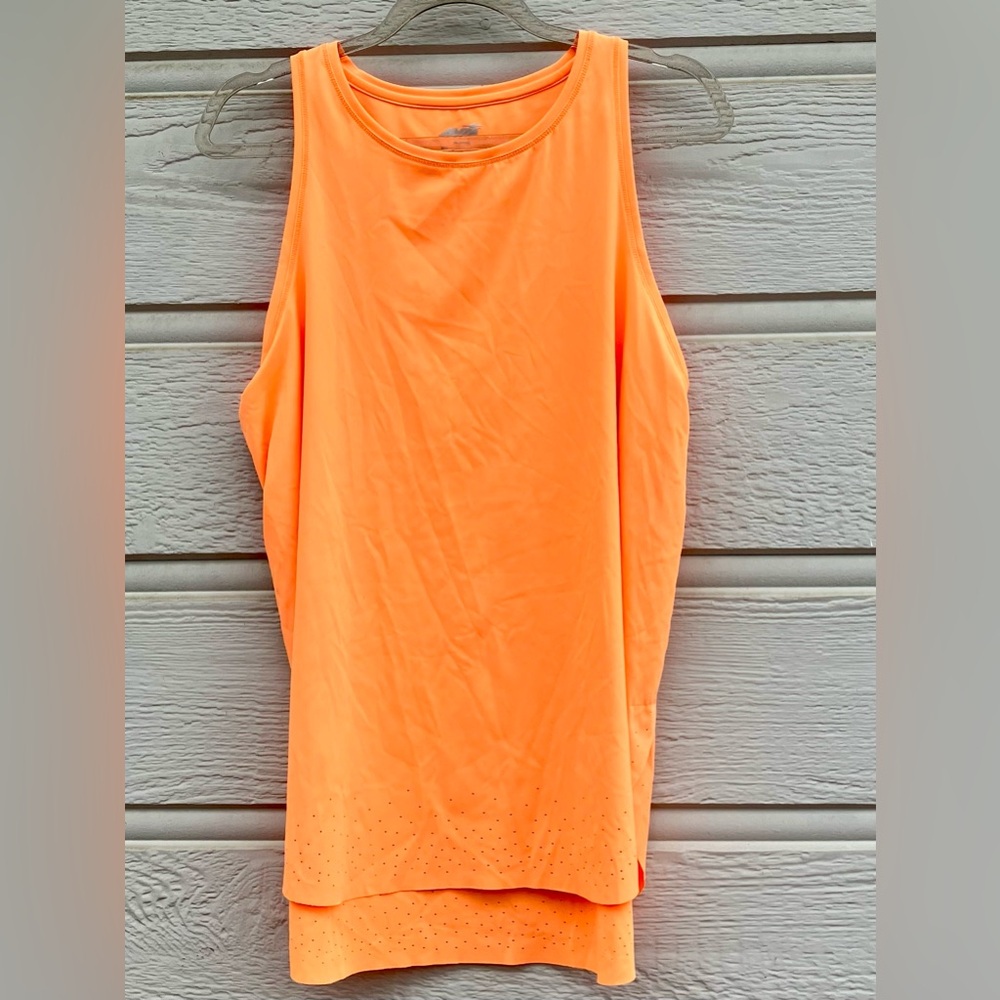 Avia Athletic Tank Singlet Bright Mango Orange Laser Dot Cut Outs M 8 10